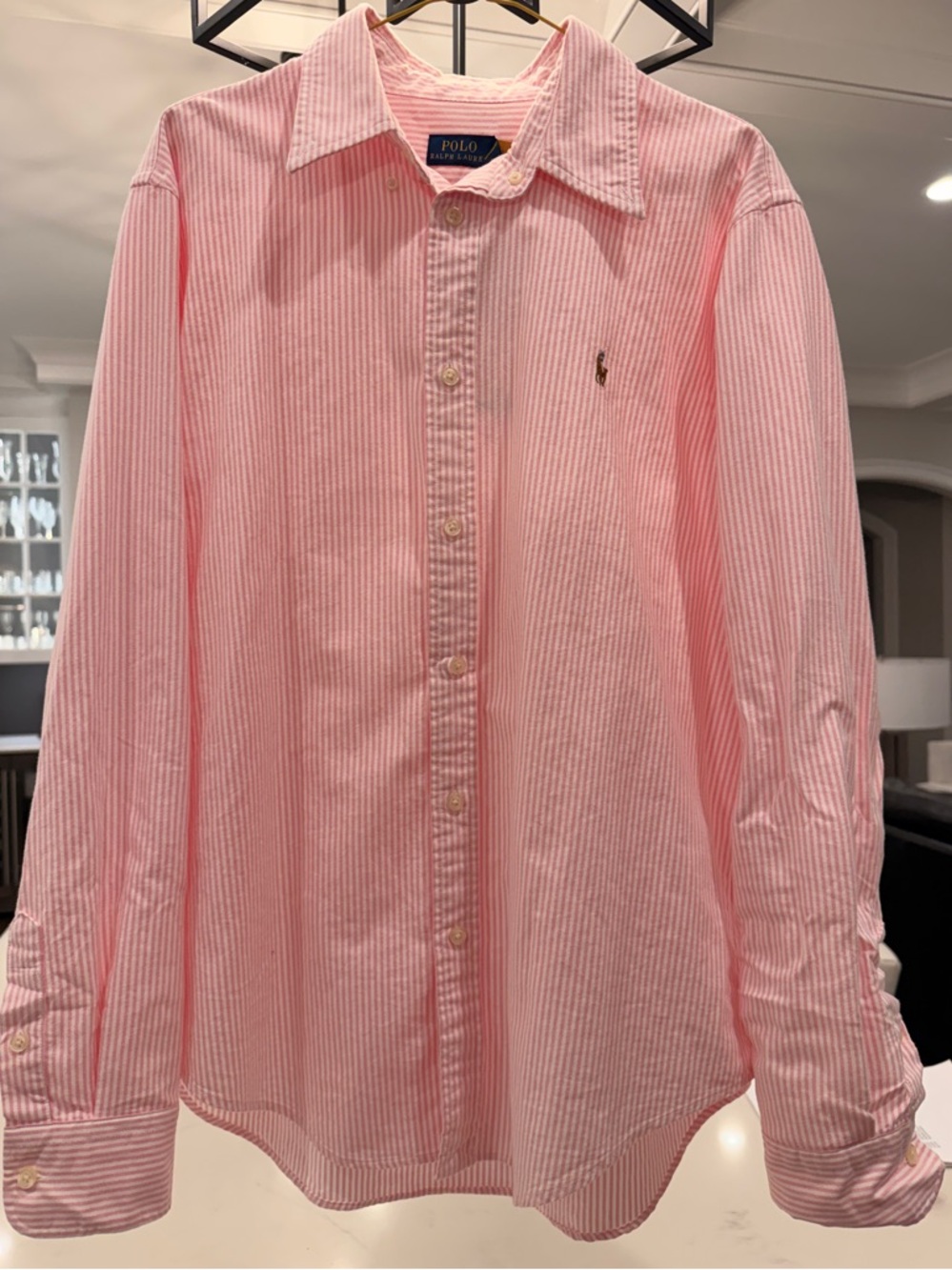 Polo Ralph Lauren Pink Striped Button Down Shirt NWT Size Large Classic Cotton